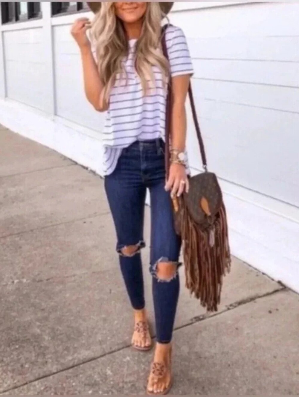 Free People High Rise Busted Knee Tapered Skinny Jeans 27L - Picture 2 of 11